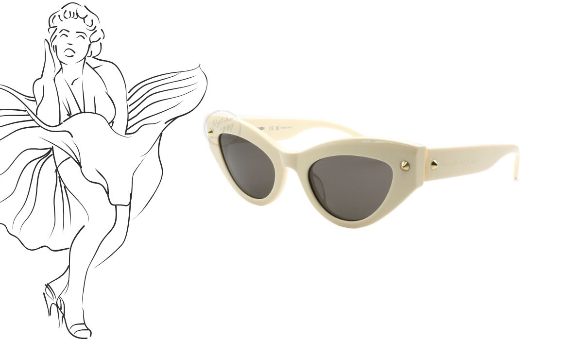 Napravite modni statement s Alexander McQueen mačkastim sunčanim naočalama s prepoznatljivim šiljcima na fronti u prekrasnoj bež varijanti.