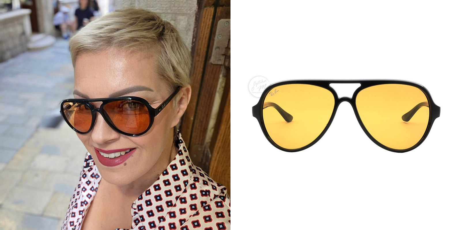 Ray-Ban RB4125 Cats 5000 601/33 sunčane naočale sa žutim staklima Optika M Split