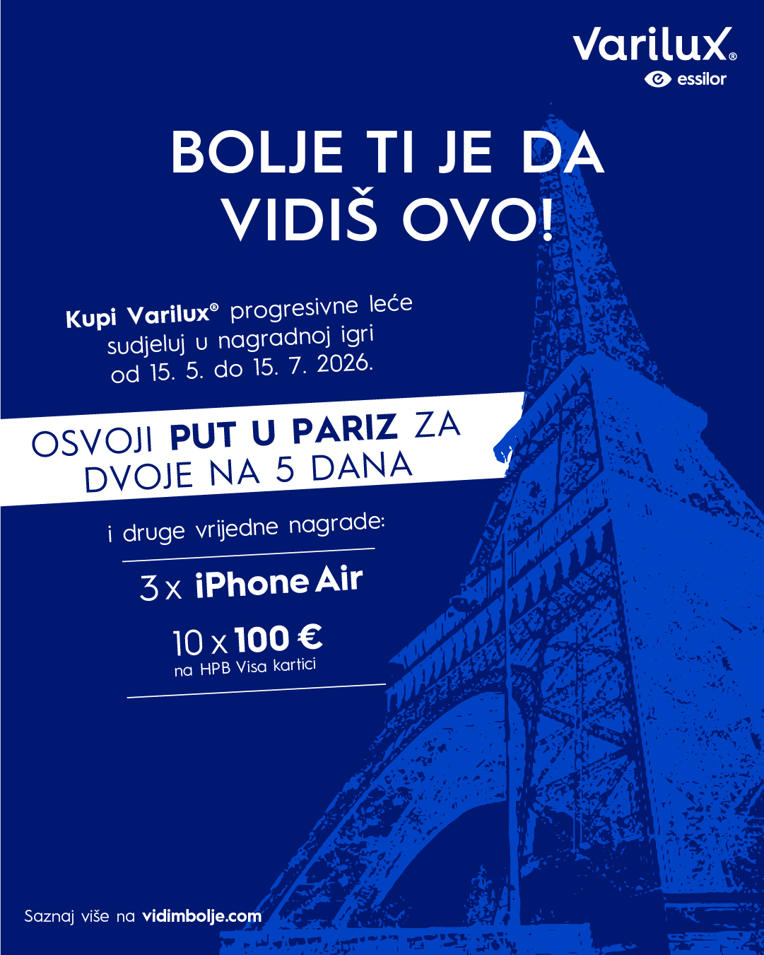 Varilux nagradna igra - osvoji putovanje u Pariz za dvoje